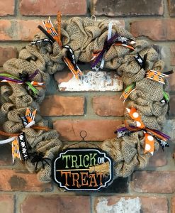 Trick or Treat 16" Burlap Halloween Wreath Door Decor