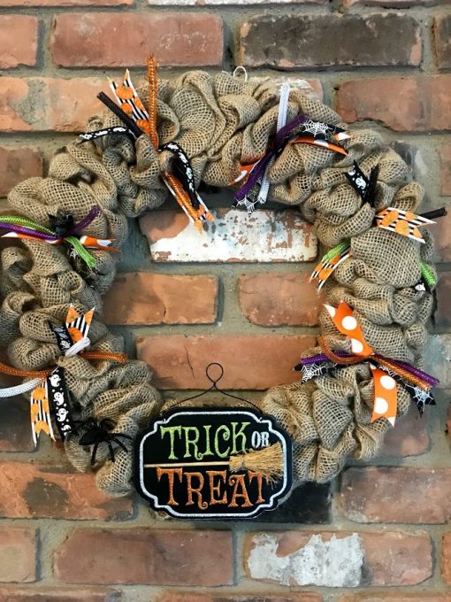 Trick or Treat 16" Burlap Halloween Wreath Door Decor