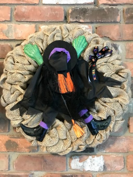 Halloween Witch 16" Burlap Wreath Door Decor