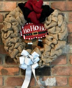 Ho Ho Ho Christmas 14" Burlap Wreath Door Decor