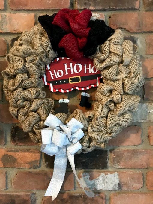 Ho Ho Ho Christmas 14" Burlap Wreath Door Decor