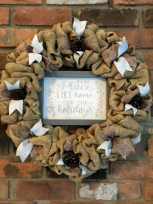 No Place Like Home For The Holidays 16" Christmas Burlap Wreath