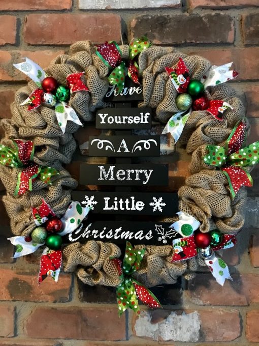 Have Yourself A Merry Little Christmas 16" Burlap Wreath