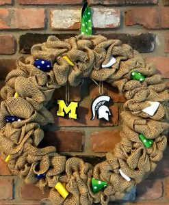 Michigan and Michigan State House Divided 16" Burlap Wreath