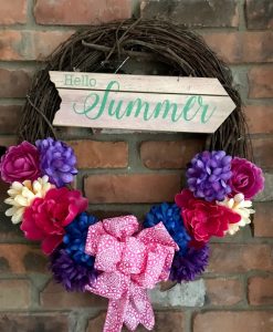 Hello Summer 16" Grapevine Wreath Door Decor