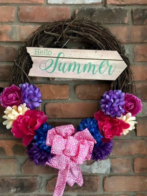 Hello Summer 16" Grapevine Wreath Door Decor