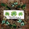 Shamrock Welcome St. Patrick's Day 16" Burlap Wreath Door Decor