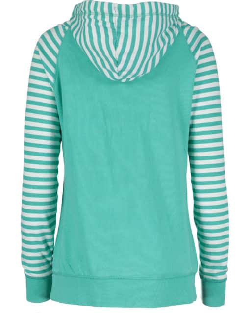 Lake Life Women's Seaglass Anchor Striped Chalk Fleece Hoodie - Image 2