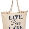 Live Love Lake Natural Navy Boat Bag