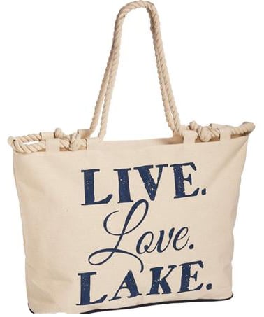 Live Love Lake Natural Navy Boat Bag