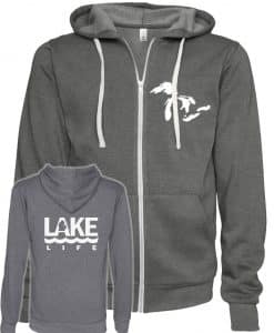 Michigan Lake Life Unisex Heather Gray Fleece Full Zip Hoodie