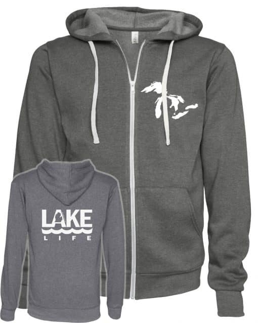 Michigan Lake Life Unisex Heather Gray Fleece Full Zip Hoodie