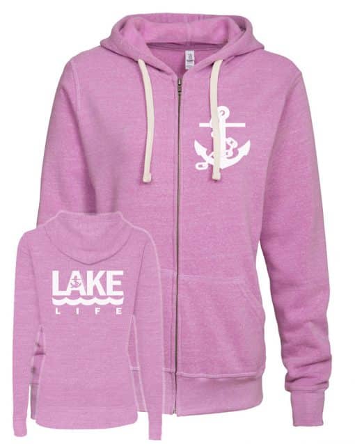 Lake Life Anchor Women's Heather Hyacinth Vintage Full Zip Hoodie