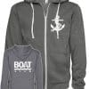 Boat Life Anchor Unisex Heather Gray Full Zip Hoodie