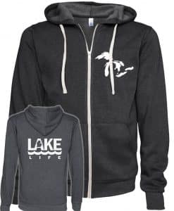 Michigan Lake Life Unisex Heather Black Fleece Full Zip Hoodie