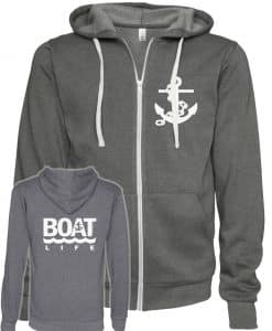 Boat Life Anchor Unisex Heather Gray Full Zip Hoodie