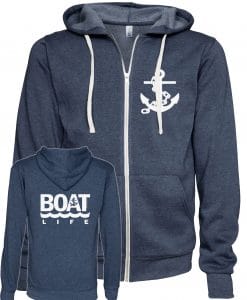 Boat Life Anchor Unisex Heather Navy Fleece Full Zip Hoodie