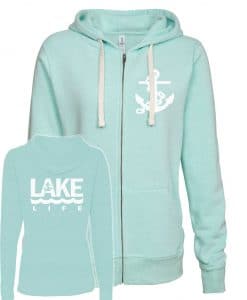 Lake Life Anchor Women's Seaglass Vintage Full Zip Hoodie