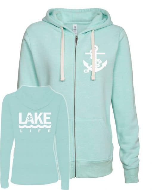 Lake Life Anchor Women's Seaglass Vintage Full Zip Hoodie