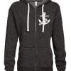 Lake Life Anchor Women's Heather Black Vintage Full Zip Hoodie