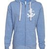 Lake Life Anchor Women's Heather Blue Vintage Full Zip Hoodie