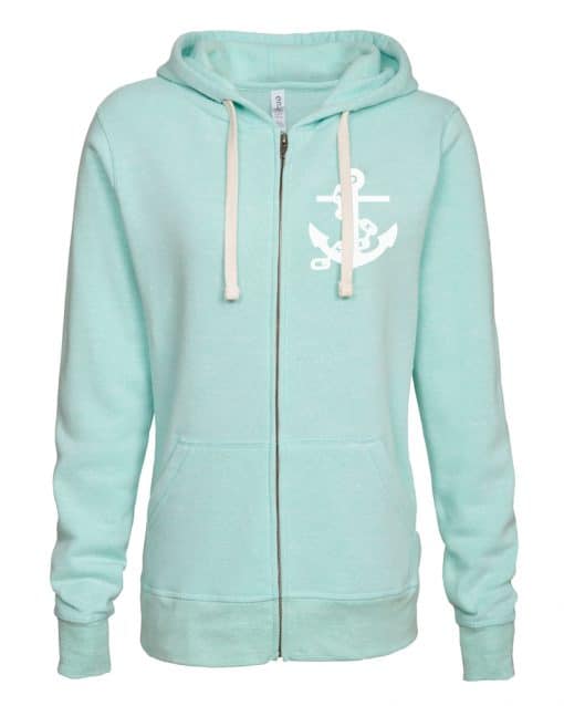 Lake Life Anchor Women's Heather Seaglass Vintage Full Zip Hoodie