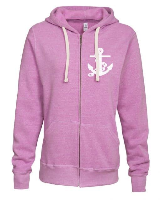 Lake Life Anchor Women's Heather Hyacinth Vintage Full Zip Hoodie