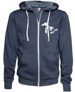 Michigan Lake Life Unisex Heather Navy Fleece Full Zip Hoodie