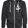 Boat Life Anchor Unisex Heather Black Fleece Full Zip Hoodie