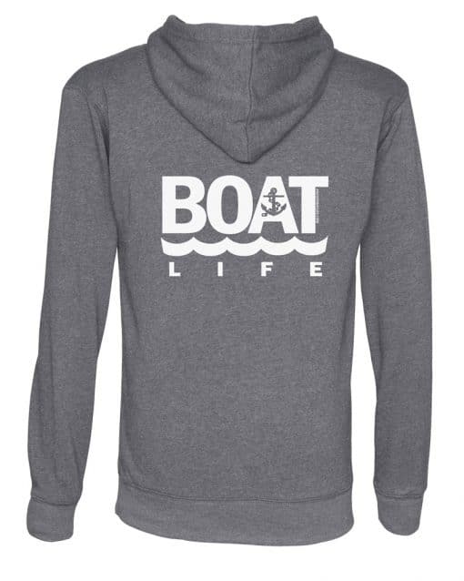 Boat Life Anchor Unisex Heather Gray Fleece Full Zip Hoodie - Image 2