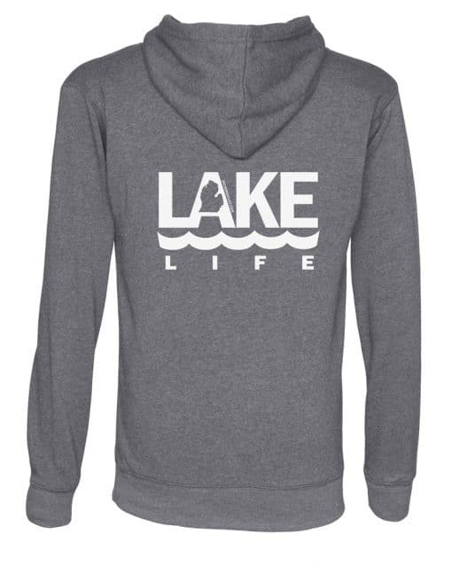 Michigan Lake Life Unisex Heather Gray Fleece Full Zip Hoodie - Image 2