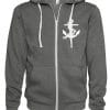 Boat Life Anchor Unisex Heather Gray Fleece Full Zip Hoodie