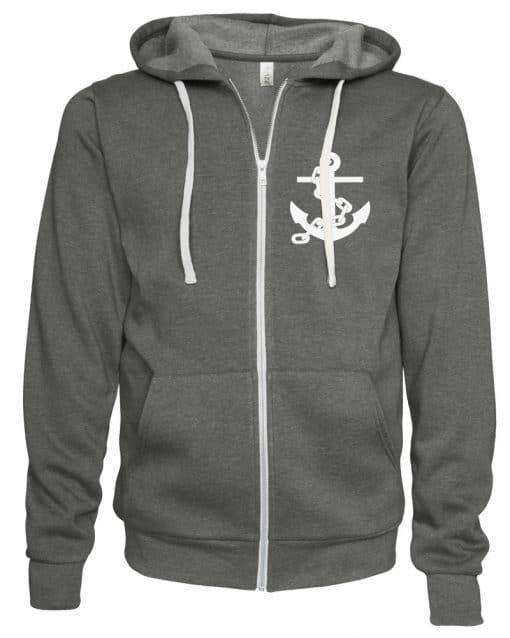 Boat Life Anchor Unisex Heather Gray Fleece Full Zip Hoodie