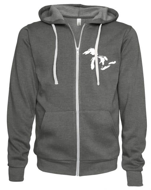 Michigan Lake Life Unisex Heather Gray Fleece Full Zip Hoodie