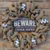 Beware A Spoiled Dog Lives Here 16" Burlap Wreath