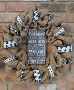 House Rules Must Love Dogs 16" Burlap Wreath