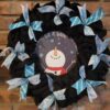 Let It Snow Snowman 16" Black Blue Burlap Wreath