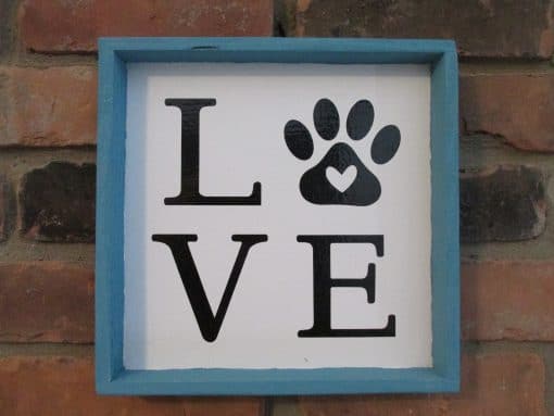Love with Paw Print Wood Framed Sign