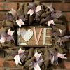 Valentine's Day Pink and Purple Love 16" Burlap Wreath Door Decor