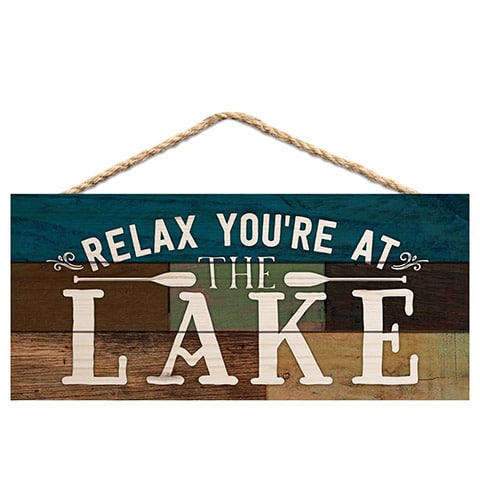 Relax You're At The Lake 10" x 4.5" Wood Sign