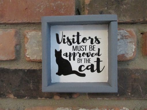 Visitors Approved by the Cat Wood Framed Sign
