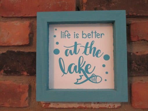 Life is Better at the Lake Teal Wood Framed Sign