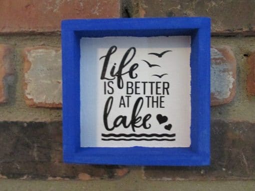 Life is Better at the Lake Royal Blue Wood Framed Sign