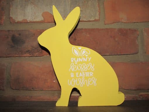 Sitting Wood Bunny-Bunny Kisses & Easter Wishes