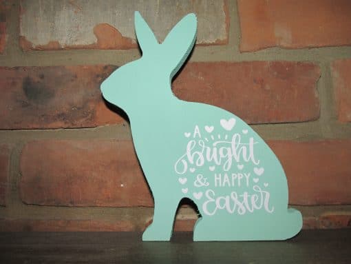 Sitting Wood Bunny-Bright & Happy Easter