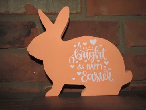 Standing Wood Bunny-Bright & Happy Easter