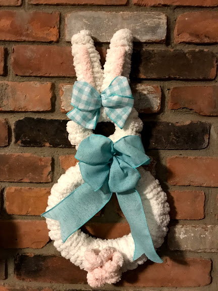 Bunny Rabbit White Easter 18" Wreath Door Decor