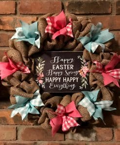 Happy Easter Spring 16" Burlap Wreath Door Decor