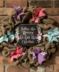 Follow the Bunny Easter 16" Burlap Wreath