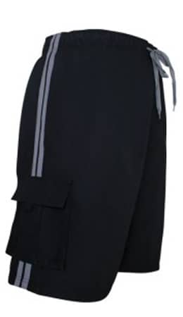 Men's Striped Black Swim Trunk Board Shorts